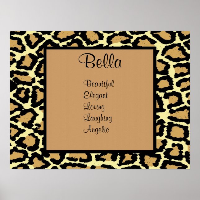 Leopard Print Teen Girl Name Wall Art Poster (Vorne)