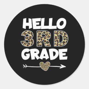 Leopard Print Third Grade Teacher Runder Aufkleber