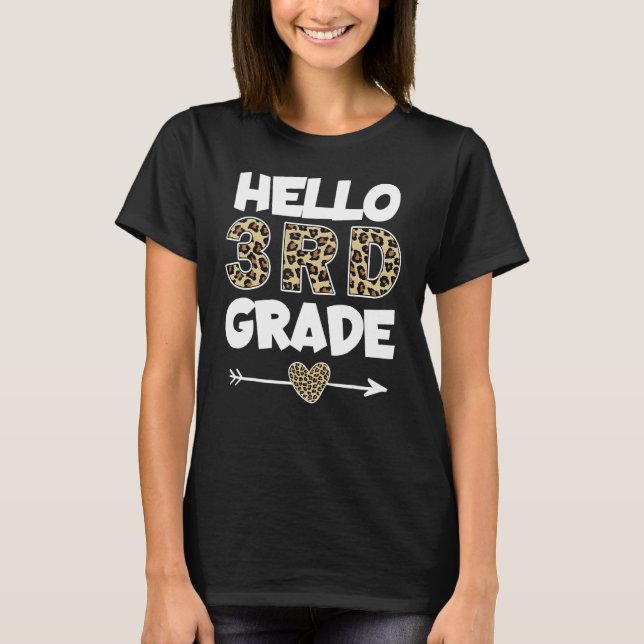 Leopard Print Third Grade Teacher T-Shirt (Vorderseite)