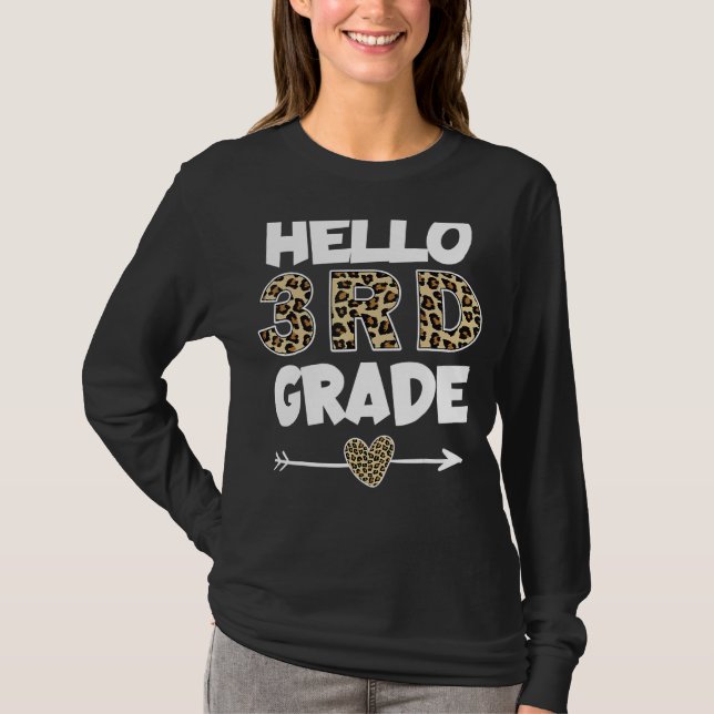 Leopard Print Third Grade Teacher T-Shirt (Vorderseite)