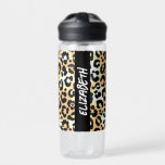 Leopard Print Trinkflasche<br><div class="desc">Ein lustiger Leopardendruck bedeckt diese Wasserflasche,  personalisiert mit dem vertikal bedruckten Namen in schicker Schrift auf beiden Seiten schwarz. WEITERE Designs in unserer Sammlung.</div>