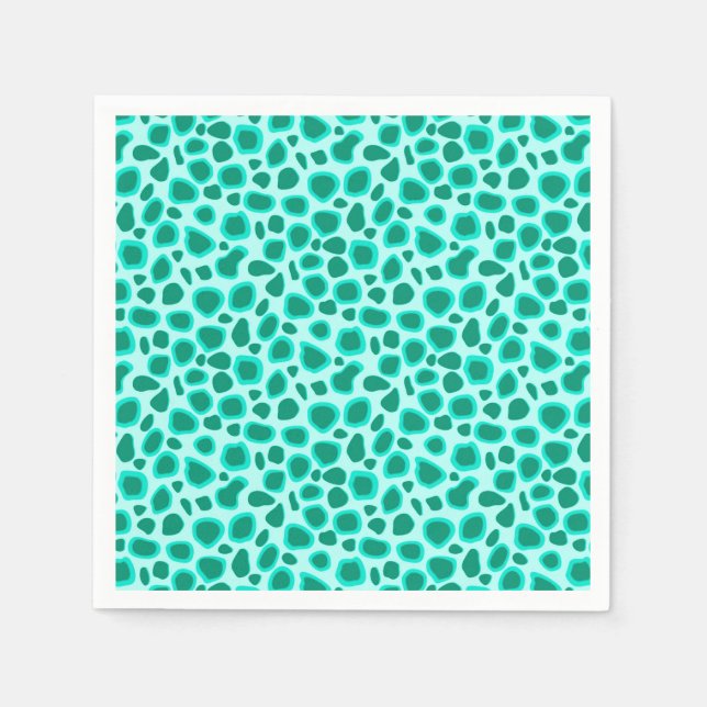 Leopard Print - Türkis und Aqua Serviette (Vorderseite)