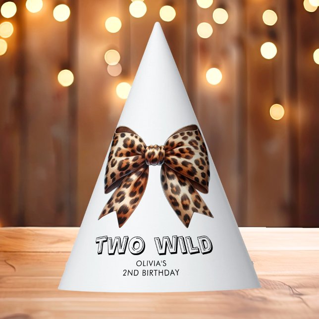 Leopard Print Two Wild Bow 2. Geburtstag Partyhütchen (Von Creator hochgeladen)