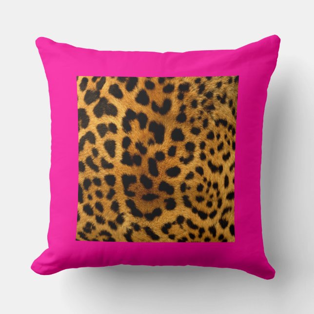 Leopard Print und Hot Pink Pillow in vielen Stilen Kissen (Vorderseite)