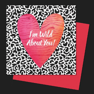 Leopard Print Valentinstag Kids Square Mitteilungskarte