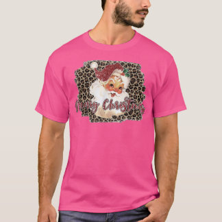 Leopard Print Vintag 70er Santa Merry Weihnachten T-Shirt