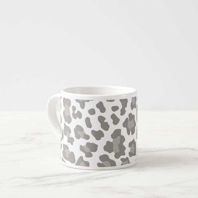 Leopard Print White and Grau Espressotasse (Vorderseite Links)
