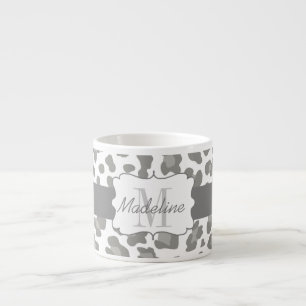 Leopard Print White and Gray Espresso Tasse