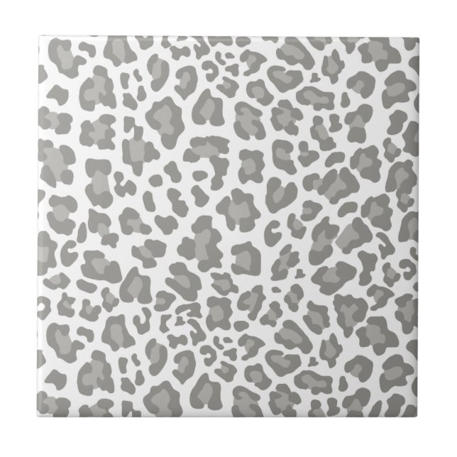 Leopard Print White und Grau Fliese (Vorderseite)
