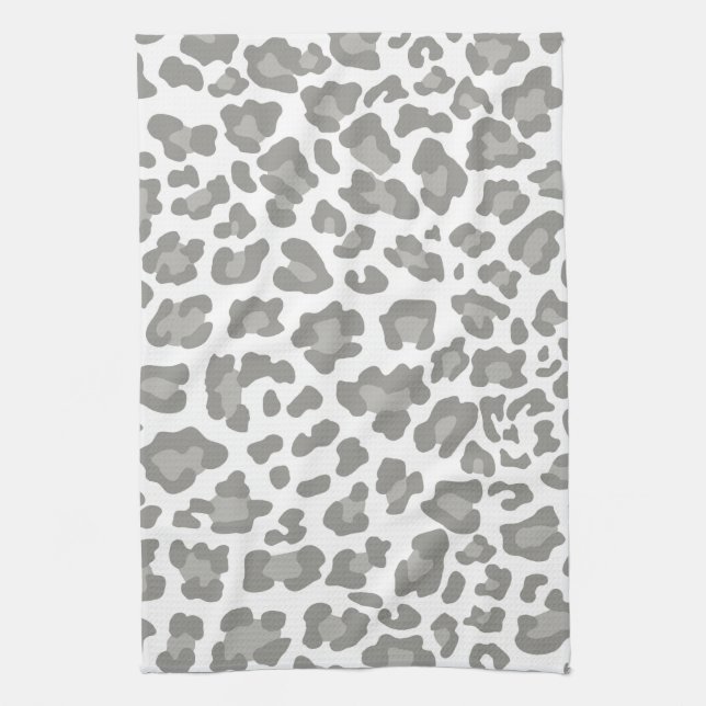 Leopard Print White und Grau Handtuch (Vertikal)