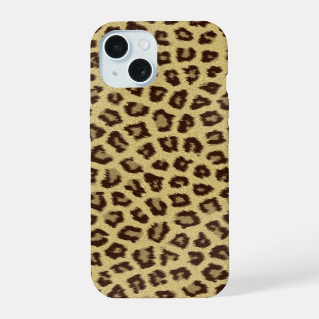 Leopard Print Wildlife Pattern iPhone 15 Hülle (Rückseite)