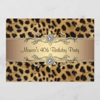 Leopard Print Womans 40. Geburtstag Party Einladung