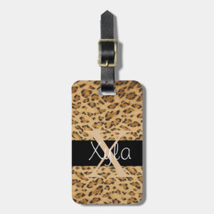 Leopard Print X Monogramm Initialen Gepäckanhänger