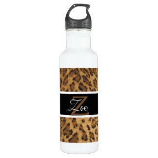 Leopard Print Z Monogramm Initialen Wasser Flasche Edelstahlflasche