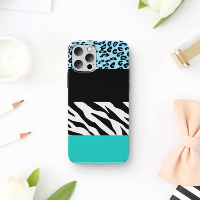 Leopard Print, Zebra Print, Animal Print, Blue Case-Mate iPhone Hülle (Von Creator hochgeladen)