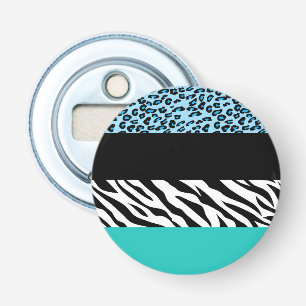 Leopard Print, Zebra Print, Animal Print, Blue Flaschenöffner