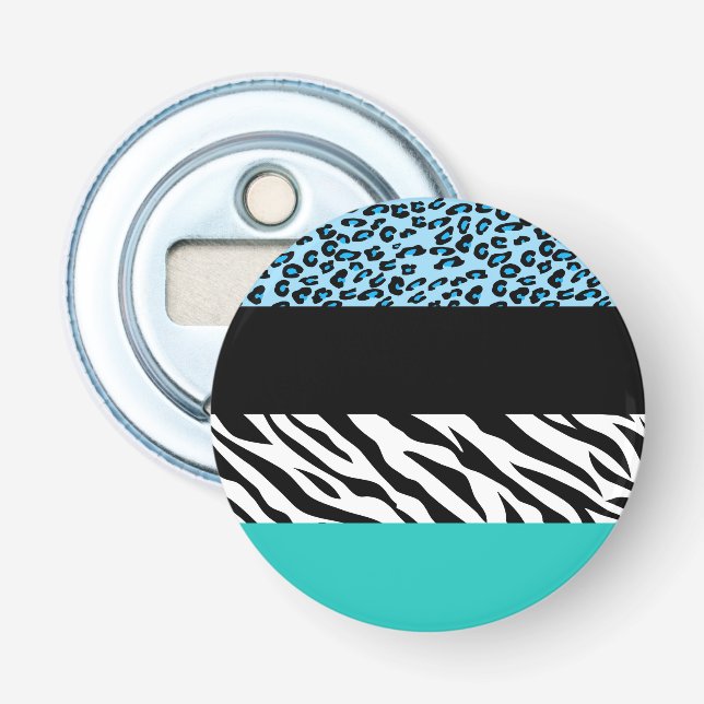 Leopard Print, Zebra Print, Animal Print, Blue Flaschenöffner (Vorderseite)