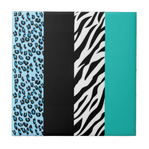 Leopard Print, Zebra Print, Animal Print, Blue Fliese