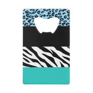 Leopard Print, Zebra Print, Animal Print, Blue Geldbeutel Flaschenöffner