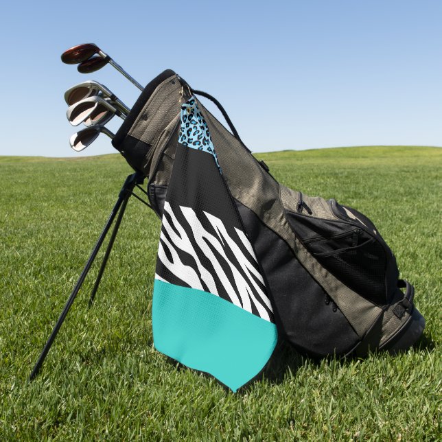 Leopard Print, Zebra Print, Animal Print, Blue Golfhandtuch (Gras)