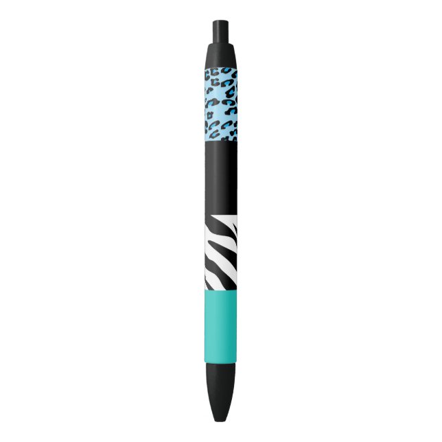 Leopard Print, Zebra Print, Animal Print, Blue Kugelschreiber (Vorderseite Vertikal)