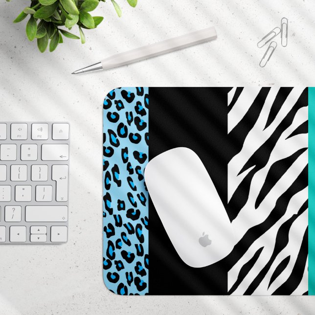 Leopard Print, Zebra Print, Animal Print, Blue Mousepad (Von Creator hochgeladen)