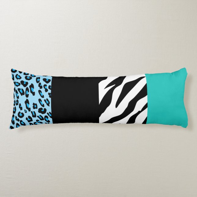 Leopard Print, Zebra Print, Animal Print, Blue Seitenschläferkissen (Vorderseite)