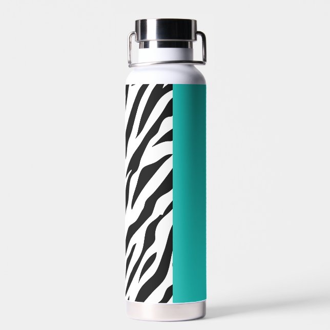 Leopard Print, Zebra Print, Animal Print, Blue Trinkflasche (Rückseite)