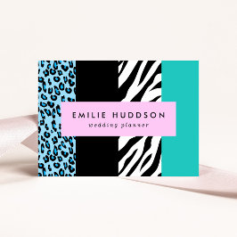 Leopard Print, Zebra Print, Animal Print, Blue Visitenkarte