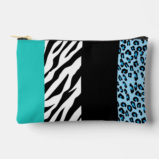 Leopard Print, Zebra Print, Animal Print, Blue Zubehörtasche (Vorderseite)
