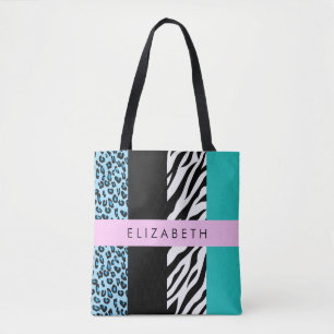 Leopard Print, Zebra Print, Blau, Ihr Name