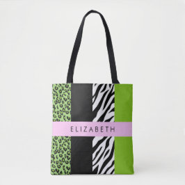 Leopard Print, Zebra Print, Green, Ihr Name