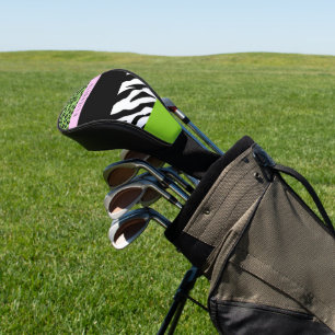 Leopard Print, Zebra Print, Green, Ihr Name Golf Headcover
