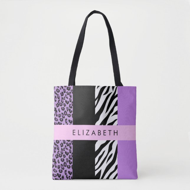 Leopard Print, Zebra Print, Lila, Ihr Name (Vorderseite)