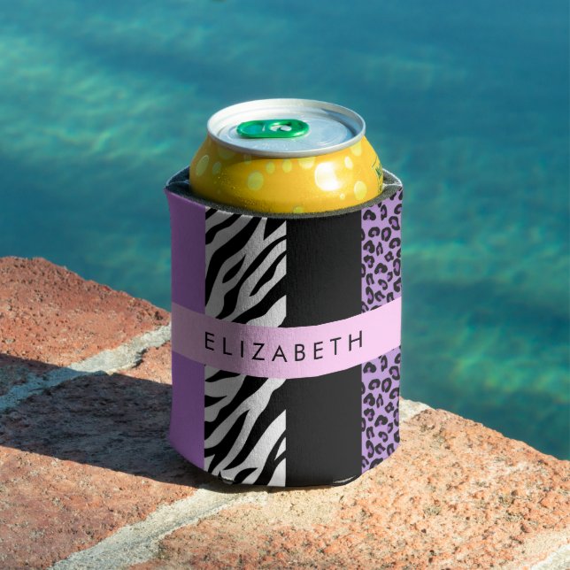 Leopard Print, Zebra Print, Lila, Ihr Name Dosenkühler (In Situ Pool)