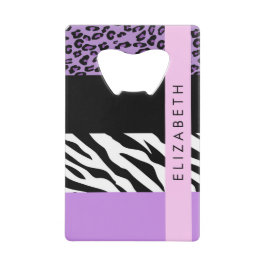 Leopard Print, Zebra Print, Lila, Ihr Name Geldbeutel Flaschenöffner
