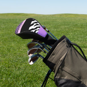 Leopard Print, Zebra Print, Lila, Ihr Name Golf Headcover