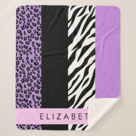 Leopard Print, Zebra Print, Lila, Ihr Name Sherpadecke