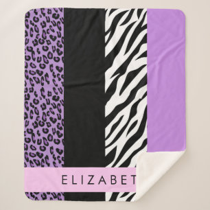 Leopard Print, Zebra Print, Lila, Ihr Name Sherpadecke