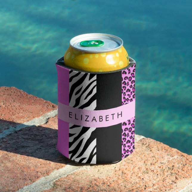 Leopard Print, Zebra Print, Rosa, Ihr Name Dosenkühler (In Situ Pool)