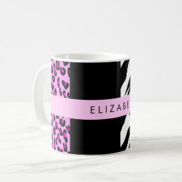 Leopard Print, Zebra Print, Rosa, Ihr Name Kaffeetasse