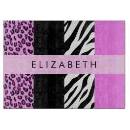 Leopard Print, Zebra Print, Rosa, Ihr Name Schneidebrett