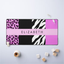 Leopard Print, Zebra Print, Rosa, Ihr Name
