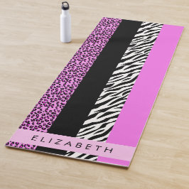 Leopard Print, Zebra Print, Rosa, Ihr Name Yogamatte