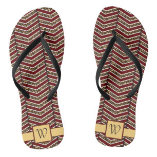Leopard Print Zickzack Flip Flops