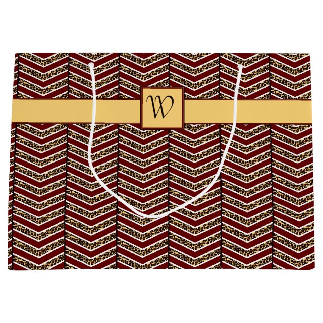 Leopard Print Zickzack Gift Bag Große Geschenktüte (Vorderseite)