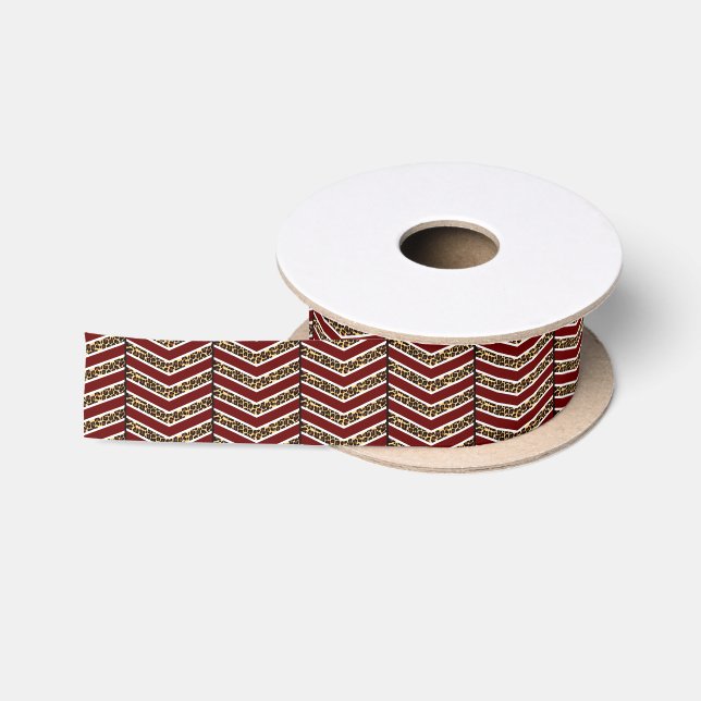 Leopard Print Zickzack Ribbon Satinband (Spule)