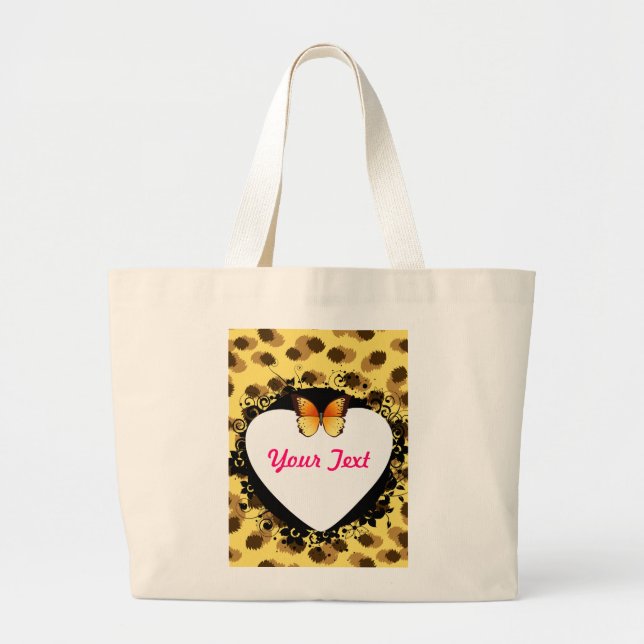Leopard Printed Heard and Butterfly Jumbo Stoffbeutel (Vorne)