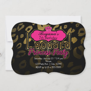 Leopard Prinzessinnen Party Goldene Geburtstagsein Einladung
