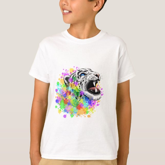 Leopard Psychedelic Paint Splats T-Shirt (Vorderseite)